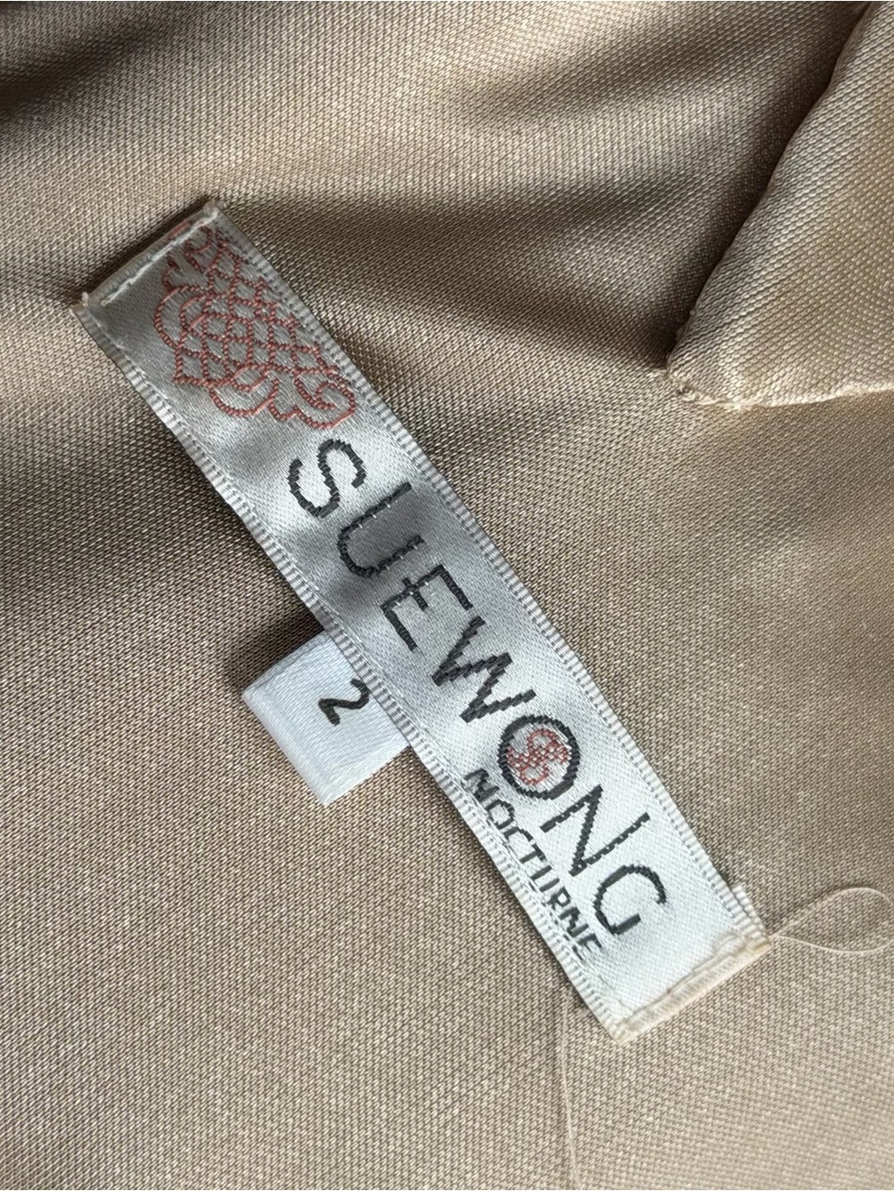 Sue Wong Blush Nude Embroidered V-Neck Cocktail Dress - Picture 4 of 4